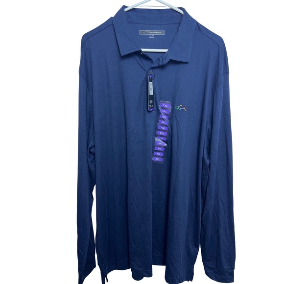 Greg Norman Other - Greg Norman Mens XXL Navy Blue Long Sleeve Polo Shirt UPF 30 UV Protection New